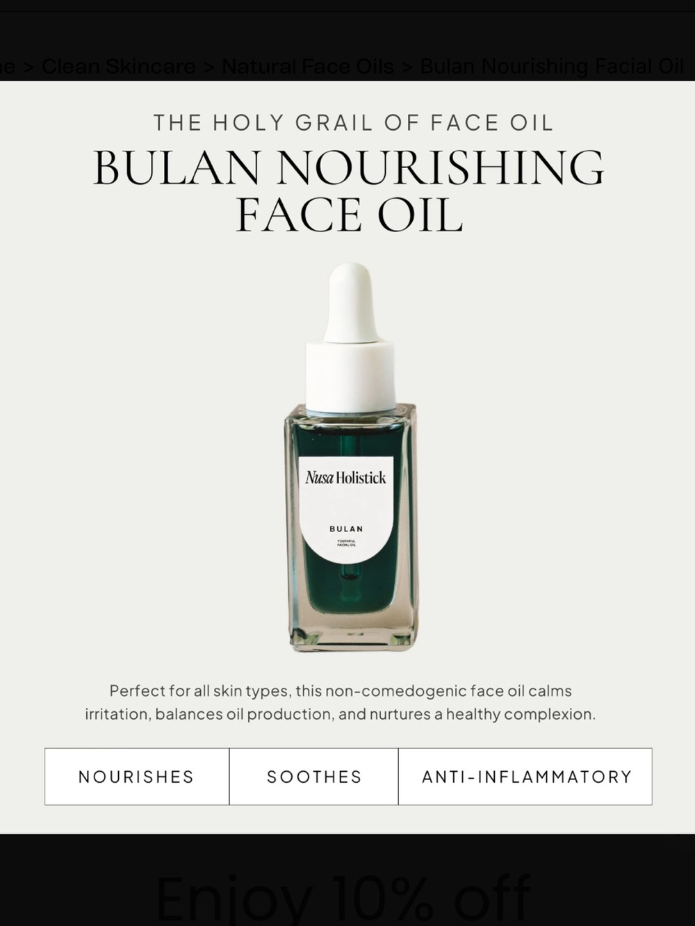 Nusa Holistick Bulan Nourishing Facial Oil 1 oz / 30ml Brand New
